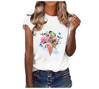 Saymany Tshirt Damen Rundhals Basic Shirt Damen Sommer Tshirt Kurzarm Bluse Bunte Schmetterling Drucken T-Shirt Tee Tops Pullover Teenager Mädchen Freizeit T Shirts für Frauen Sportshirt Laufshirt