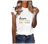 Saymany Tshirt Damen Rundhals Basic Shirt Damen Sommer Tshirt Kurzarm Bluse Bunte Schmetterling Drucken T-Shirt Tee Tops Pullover Teenager Mädchen Freizeit T Shirts für Frauen Sportshirt Laufshirt