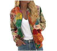 Saymany Übergangsjacke Damen Stehkragen Zip Up Bomberjacke Pilotenjacke Pathwork Farbe Herbst College Jacket Fliegerjacke Casual Sport Style Outdoorjacke Herbstjacke Langarm Mäntel Outwear