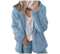Saymany Winter Jacket Damen Active Flauschige Jacke Damen Winterjacke Teenager Mädchen Damen Weste Herbst Half Zip Damen Fleecejacke Damen Mit Kapuze Winterkleidung Damen Wintermantel(2-Light Blue,M)
