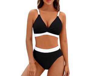 Saymany Zweiteiler Damen Sommer Sommer Strandkleid Damen Tankini Große Größen Sexy Badeanzug Damen Bikinis Tankini Damen Langes Bein Bikini Oberteil Große Brüste Tankini Oberteil Damen（1-Black,L