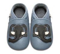 SAYOYO Baby Krabbelschuhe Leder rutschfest 12-18 Monate 21/22 Blau Elefant