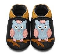 SAYOYO Krabbelschuhe Baby aus Leder Atmungsaktiv und rutschfest Baby Schuhe | Weiches Echtleder und rutschfeste Sohle Süße Lauflernschuhe und Baby Hausschuhe mit Tiermuster für Jungen und Mädchen