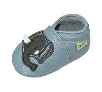 SAYOYO Krabbelschuhe Baby Lauflernschuhe für Kleinkinder Weiche Leder mit Rutschfester Sohle Lederschuhe Jungen Mädchen Babyhausschuhe, 12-18 Monate, Blau Elefant