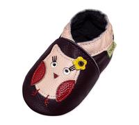 SAYOYO Lauflernschuhe Baby Krabbelschuhe Mädchen Lederpuschen Jungen WeichesLeder Hausschuhe Kleinkind Babyschuhe, 0-6 Monate, Violett Eule