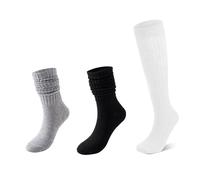 scalingscal 3 Paar,Damen Slouch Socken,Kniestrümpfe,Lange Socken,Extra lange Baumwolle stricken Socke,Baumwoll Strickstiefel Strümpfe,Herbst Winter Knit Cotton Slouch Socken für Damen,Einheitsgröße