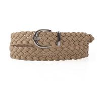SCAMODA Flechtgürtel Damen elastisch verstellbar - Gürtel aus Lederimitat - 3 cm breit - Geflochtener Damengürtel in vielen Farben - Casual & elegant kombinierbar (Beige - Länge 110 cm - Breite 3 cm)