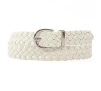 SCAMODA Flechtgürtel Damen elastisch verstellbar - Gürtel aus Lederimitat - 3 cm breit - Geflochtener Damengürtel in vielen Farben - Casual & elegant kombinierbar (Weiß - Länge 110 cm - Breite 3 cm)