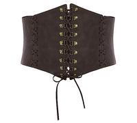 SCARLET DARKNESS Damen Mittelalter Miedergürtel Vintage Kaffeees Korsett Gebunden Stretchgürtel Kaffee Breiter XL