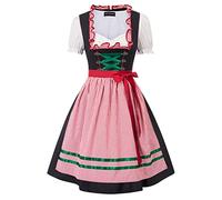 Scarlet Darkness Damen Oktoberfest Karneval Kostüme Deutsches Dirndl Kleid mit Plaid Schürze, Schwarz mit Karomuster, L