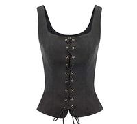 SCARLET DARKNESS Damen Renaissance Gothic Weste Tops Viktorianische Steampunk Weste Schwarz 3XL