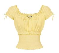 SCARLET DARKNESS Damen Renaissance Top Kurzarm Lace-up Sommer Korsett Bluse | Square Ausschnitt mit Rüschen, Gesmokte Taille, Damen Viktorianische Cottagecore Corsagenbluse, Mittelalter Piraten Kostüm