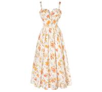 SCARLET DARKNESS Damen Sommerkleid Lang Ärmellos Blumendruck Chiffonkleid Spaghettiträger Strandkleid mit Taschen