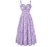 SCARLET DARKNESS Damen Sommerkleid Lang Ärmellos Blumendruck Chiffonkleid Spaghettiträger Strandkleid mit Taschen
