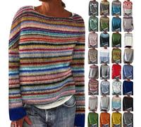 SCBFDI Norweger Pullover Damen, Fair Isle Pullover Damen Elegant Rundhals Pullover Basic Langarmshirt Bunte Strickpullover Casual mit Aufdruck GroßE GrößEn Warm Winter Jumpers