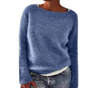 SCBFDI Norweger Pullover Damen, Fair Isle Pullover Damen Elegant Rundhals Pullover Basic Langarmshirt Bunte Strickpullover Casual mit Aufdruck GroßE GrößEn Warm Winter Jumpers