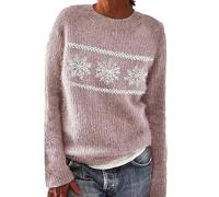 SCBFDI Norweger Pullover Damen, Fair Isle Pullover Damen Elegant Rundhals Pullover Basic Langarmshirt Bunte Strickpullover Casual mit Aufdruck GroßE GrößEn Warm Winter Jumpers