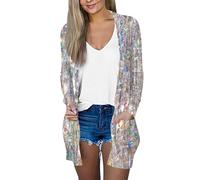 SCBFDI Strickjacken für Damen, Herbstjacke Damen, Cardigan Schönes Sport | Mantel Große Größen Langarm Gummizug Farbverlauf Schlankmacher Open Front Cardigans