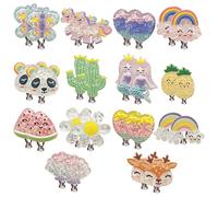 Scettar 14 Paar Ohrclips Mädchen - Clip On Ohrringe mit verschiedenen Mustern für Vortäuschen Prinzessin Spielen