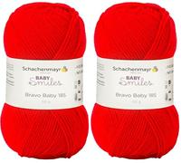 Schachenmayr Baby Smiles Bravo Baby 185 9801212-01030 rot Handstrickgarn, Häkelgarn, Babygarn (Packung mit 2)