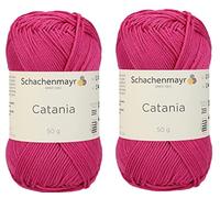 Schachenmayr Catania Yarn Originals 100 % merzerisiertes Baumwollgarn, insgesamt 100 g. Je 50 g / 125 m Amigurumi-Garn Fine-Sport 2 (114 CYCLAM)