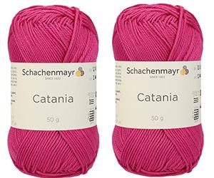 Schachenmayr Catania Yarn Originals 100 % merzerisiertes Baumwollgarn, insgesamt 100 g. Je 50 g / 125 m Amigurumi-Garn Fine-Sport 2 (114 CYCLAM)