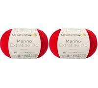 Schachenmayr Merino Extrafine 170 9807551-00031 kirsche Handstrickgarn, Schurwolle (Packung mit 2)