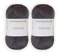 Schachenmayr (SMC) Catania Originals Garn, 2 Knäuel/Packung , jedes Knäuel 125 m, 100 % mercerisierte Baumwolle zum Stricken und Häkeln, Sport Weight, 429 Anthrazit