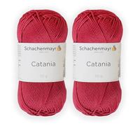 Schachenmayr (SMC) Catania Originals Garn, 2 Knäuel/Packung , jedes Knäuel 125 m, 100 % mercerisierte Baumwolle zum Stricken und Häkeln, Sport Weight, 258 Erdbeere