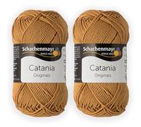 Schachenmayr (SMC) Catania Originals Garn, 2 Knäuel/Packung , jedes Knäuel 125 m, 100 % mercerisierte Baumwolle zum Stricken und Häkeln, Sport Weight, 179 Camel