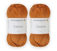 Schachenmayr (SMC) Catania Originals Garn, 2 Knäuel/Packung, jedes Knäuel 125 m, 100% mercerisierte Baumwolle zum Stricken und Häkeln, Sport Weight, 383 Zimt