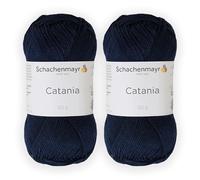 Schachenmayr (SMC) Catania Originals Garn, 2 Knäuel/Packung , jedes Knäuel 125 m, 100 % mercerisierte Baumwolle zum Stricken und Häkeln, Sport Weight, 124 Marine