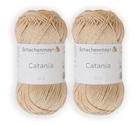 Schachenmayr (SMC) Catania Originals Garn, 2 Knäuel/Packung , jedes Knäuel 125 m, 100 % mercerisierte Baumwolle zum Stricken und Häkeln, Sport Weight, 404 Sand