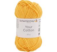Schachenmayr Your Cotton Strickwolle 8-fädig 50g 70m Nadelstärke 4,0-4,5 Ganzjährig 100% Baumwolle Schonwaschgang 60°C Mütze 100g Pullover 750g Schal 250g Sunflower