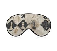 Schachfiguren-Schlafmaske mit braunem Muster, für Damen und Herren, Seitenschläfer-Augenabdeckung mit verstellbarem Riemen, weich, atmungsaktiv, Verdunkelungsmaske, rutschfest, Tiefschlaf