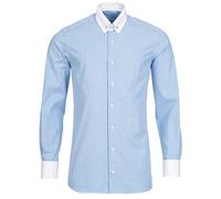 Schaeffer Hemd Modern Cut Streifen hellblau Piccadilly Kragen/Pin Collar weiß, Größe: