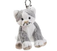 Plüsch-Anhänger Katze „Cleo“ - Schaffer 0227 - ca. 10 cm - Niedlicher Schlüsselanhänger & Taschenanhänger mit Karabiner - Weich & hochwertig - Geschenkidee für Kinder & Erwachsene - grau-weiß