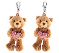 Schaffer 235 Plüsch Schlüsselanhänger Teddy mit Herz Braun, 8-12 cm (Packung mit 2)