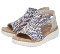Schaftsandale RIEKER, Damen, Gr. 38, bunt (beige multi), Lederimitat, Textil, Flechtoptik, metallic, Schuhe Schaftsandale, Sommerschuh, Urlaubsschuh, Plateausandale mit Reißverschluss (74756141-38) be