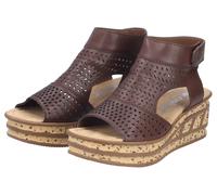 Schaftsandalette RIEKER, Damen, Gr. 37, dunkelbraun, Lederimitat, Schuhe, Sommerschuh, Urlaubsschuh, Keilsandale mit Perforation (77691861-37) dunkelbraun