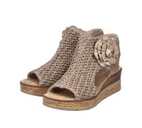 Schaftsandalette RIEKER, Damen, Gr. 41, beige, Nubuklederimitat, Textil, Schuhe, Keilsandale, Sommerschuh, Plateausandalette mit Blüte (70914666-41) beige