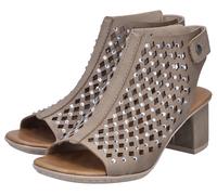 Schaftsandalette RIEKER, Damen, Gr. 42, beige, Nubuklederimitat, unifarben, Schuhe, Sommerschuh, Urlaubsschuh mit Klettverschluss und Glitzersteinchen (16253503-42) beige
