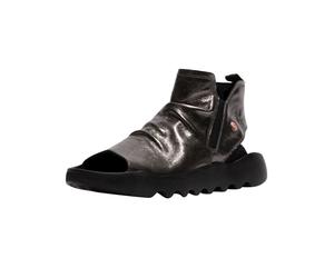 Schaftsandalette SOFTINOS "softinos Sandalen Leder/Textil", Damen, Gr. 38, silber (graphite), Leder, Textil, Schuhe (39440617-38) graphite