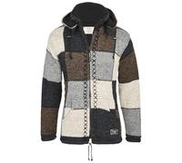Schafwollstrickjacke braune Quadrate 813 | Schafwolle | Strickjacke | Schafwoll-Jacke | Woll-Jacke | Schafwolljacke | Außenjacke (DE/NL/SE/PL, Alphanumerisch, XS, Regular, Regular, braun)