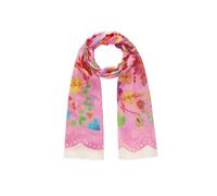 Schal aus reiner Baumwolle mit Blumenmuster und LOVE MOM-Schriftzug pink - Gr. - one size