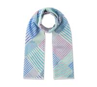 Schal aus reiner Baumwolle mit Streifenmix blau - Gr. - one size
