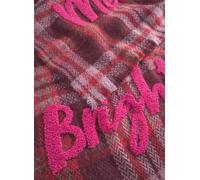 Schal aus softem Acryl mit Karogrund und BRIGHT-Stickerei rot - Gr. - one size