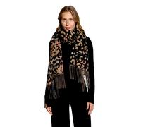 Schal BETTY BARCLAY "Damen mit Fransen", Damen, Gr. ACC, beige (camel, schwarz), Polyacryl, Modetücher Schal (34517231-0) camel, schwarz