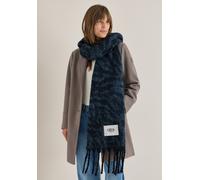 Schal CECIL, Damen, Gr. onesize, schwarz navy blau, Stoff, 100% Polyester, Modetücher Schal, mit Fransen am Saum (22954568-0) schwarz navy blau