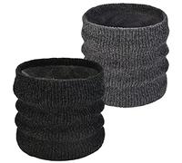 Schal Damen Herren Schlauchschal Winter Schal Warm Loop Schal Nackenwärmer Halswärmer Dick Fleece Schal Strick Halstuch Buff Schal Sport Schal für Motorrad Fahrrad Ski(2pcs, Schwarz+Dunkelgrau)
